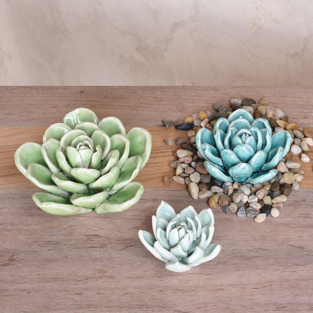 Hunter Green Ceramic Succulent
