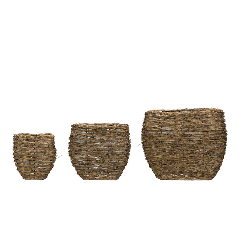 Bamboo Branch Baskets / Plant Baskets / Bamboo Planters (set of 3)