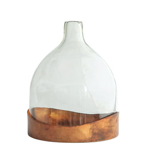 Glass Vase w/ Copper Finished Tray