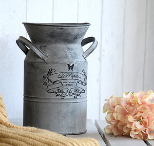 Farmhouse Rustic Metal Milk Can Vase