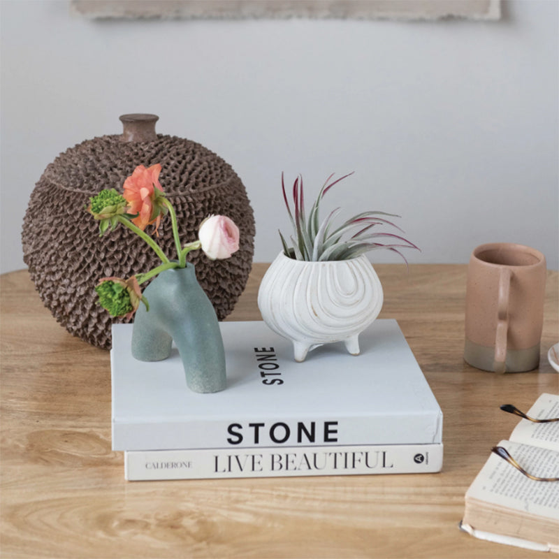 Modern Stoneware Planter / Footed Vase