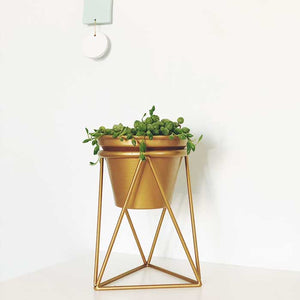 Gold Planter with Plant Stand